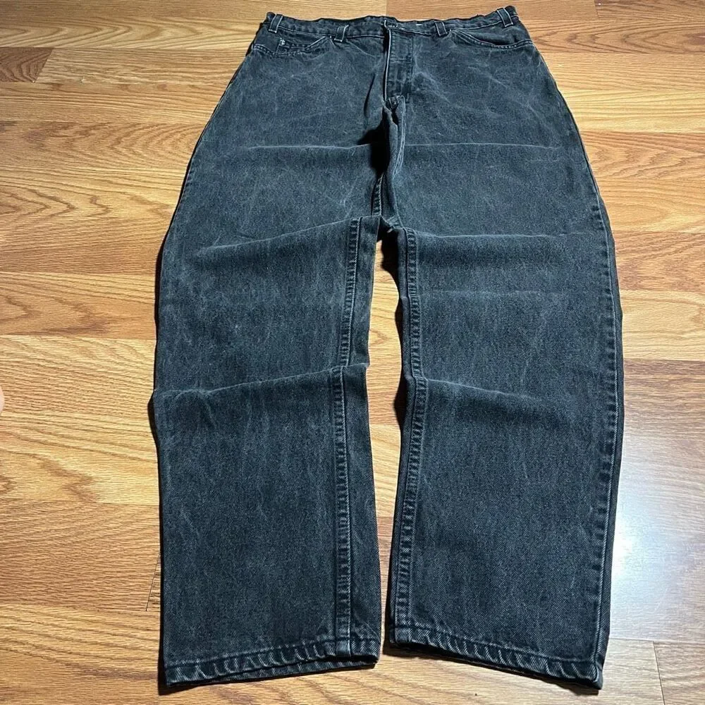 Vintage 90s Levi’s Men’s 550 Relaxed Taper Black Orange Tab Jeans